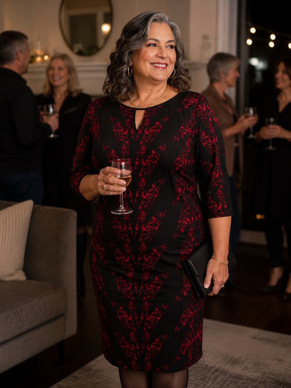 Plus size Tahari Dress, Red and Black, 20W